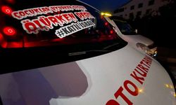 Düzce'de çekici sürücüleri şehir turu yaparak İsrail'i protesto etti