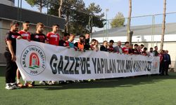 Amasya'da futbol turnuvasında İsrail’in Gazze saldırılarına pankartlı tepki