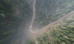 Kastamonu'da sisle buluşan ormanlar dron ile görüntülendi