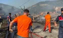 KÖYDE ÇIKAN YANGINDA 10 EV YANDI