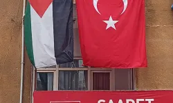 Edirne Keşan'da SP, Filistin bayrağı astı!