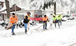 Terme'de belediye ekipleri kar mesaisini sürdürüyor