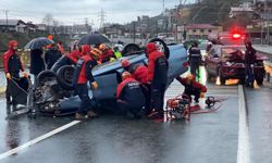 Rize'de takla atan otomobilin sürücüsü öldü