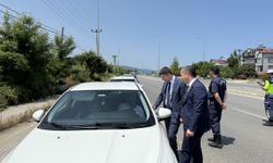Alaçam Kaymakamı Kayabaşı ve Belediye Başkanı Özdemir, trafik denetimine katıldı