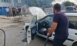 Çorum'da yanan araçta hasar oluştu