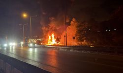Samsun'da kimyasal madde ve boya yüklü tır 8 kilometre boyunca yandı