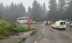 Trabzon'da otobüsün elektrik direğine çarptığı kazada 2 kişi yaralandı