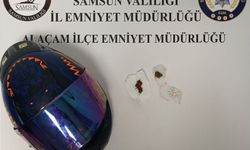 Samsun'da motosiklet kaskının içinde uyuşturucu madde yakalandı
