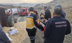 Çorum'da traktörün devrilmesi sonucu 1 kişi yaralandı