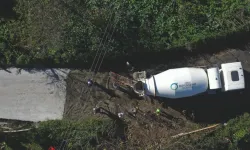 Ordu Ünye'de Yavi-İnkur bağlantı yoluna beton çalışması