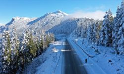 Beyaz örtüyle kaplanan Küre Dağları dron ile görüntülendi