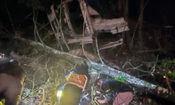 Düzce'de tomruk yüklü tır uçuruma yuvarlandı