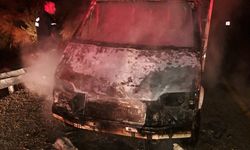 Gümüşhane'de seyir halindeki kamyonet yandı