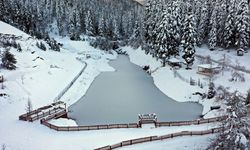 Mevsimin ilk karıyla gelinliğini giyen Deresökü Orman Parkı'nda görsel şölen oluştu