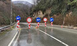Rize'de heyelan nedeniyle köy yolu ulaşıma kapandı