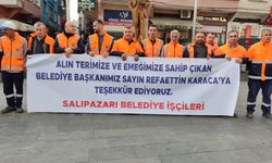 Salıpazarı Belediyesi çalışanlarından Belediye Başkanı Karaca'ya 'zam' teşekkürü