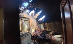 Alaçam'da yangın çıkan evde hasar oluştu