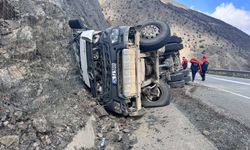 Artvin'de beton mikserinin devrildiği kazada sürücü yaralandı