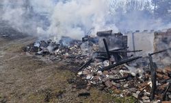 Çorum'da çıkan yangında 2 katlı ev, samanlık ve traktör yandı