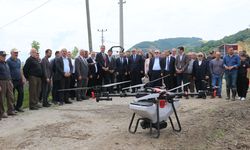 Bafra Ovası'nda çeltik tohumları dron ile toprakla buluşturuluyor
