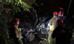 Düzce'de dere yatağına devrilen otomobilin sürücüsü yaralandı
