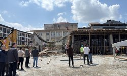 Düzce'de iş merkezi inşaatındaki çökme sonucu 1 işçi yaralandı