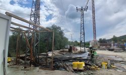 Samsun'da inşaat alanında çıkan yangında hasar oluştu