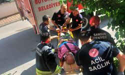 Samsun'da üzüm yaprağı toplarken sundurmanın üzerine düşen kişiyi itfaiye kurtardı