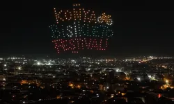 Konya Taş Bina'da festivale özel video mapping ve drone gösterisi büyüledi