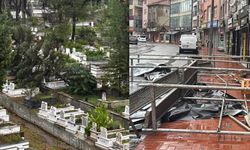 İSKELE YIKILDI, MEZARLIKTA AĞAÇLAR DEVRİLDİ