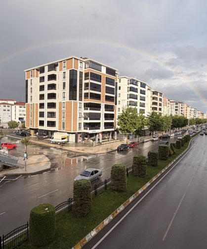 Çorum'da sağanağın ardından gökkuşağı oluştu