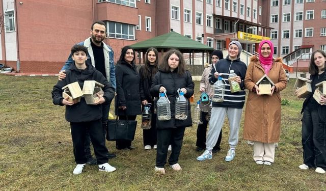 Ladik Şehit Ersan Sancı Anadolu Lisesi öğrencileri kuşlara yuva yaptı