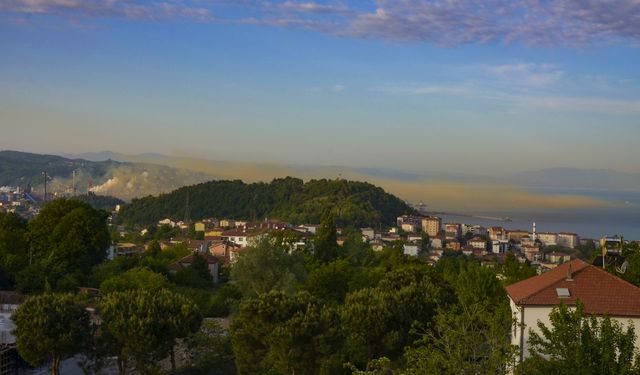 İLÇENİN BİR BÖLÜMÜNÜ SARI DUMAN KAPLADI