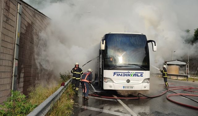 Ordu'da yolcu otobüsünde çıkan yangın söndürüldü