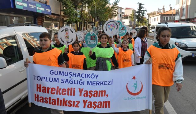 Gümüşhacıköy'de öğrenciler sağlık için adım attı