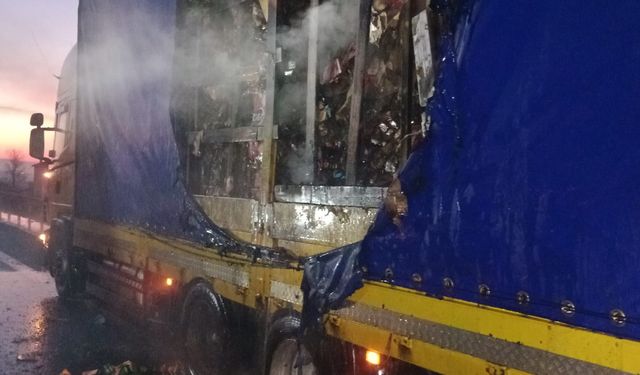Anadolu Otoyolu'nda tırın dorsesinde çıkan yangın söndürüldü