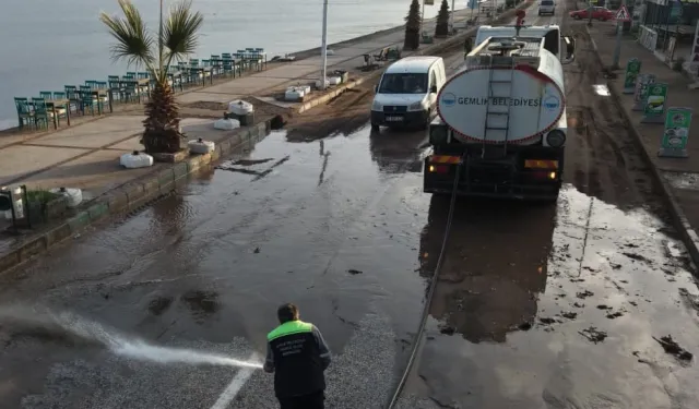 Bursa Gemlik'te temizlik ve güvenlik için aralıksız çalışma