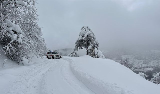 Düzce'de köyde rahatsızlanan yaşlı hastaya, yoğun kar nedeniyle paletli ambulansla ulaşıldı