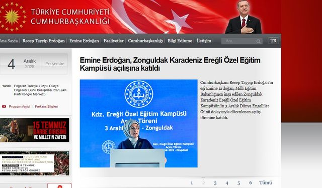 CUMHURBAŞKANLIĞI'NDAN EREĞLİ PAYLAŞIMI