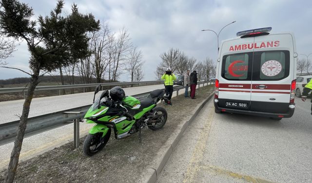 Bolu'da devrilen motosikletin sürücüsü yaralandı