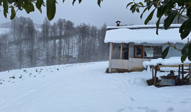 Düzce'nin yüksek kesimlerine kar yağdı