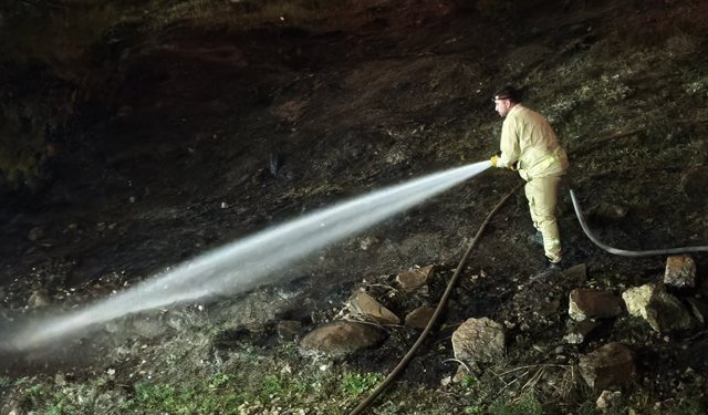 Karabük'te ormanda çıkan örtü yangınında 1 dekarlık alan zarar gördü