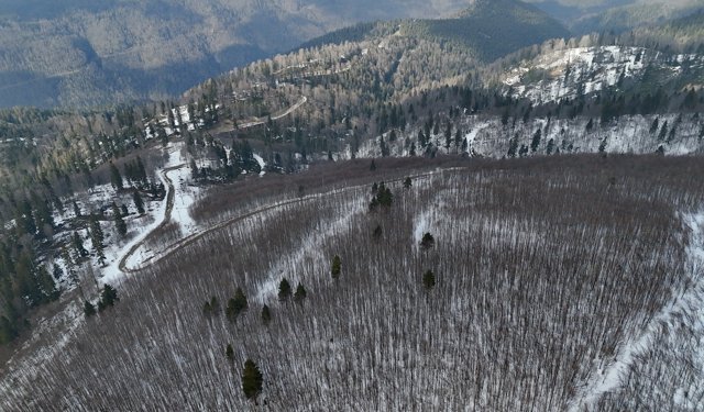 Kardüz Yaylası'ndaki kış manzaraları havadan görüntülendi