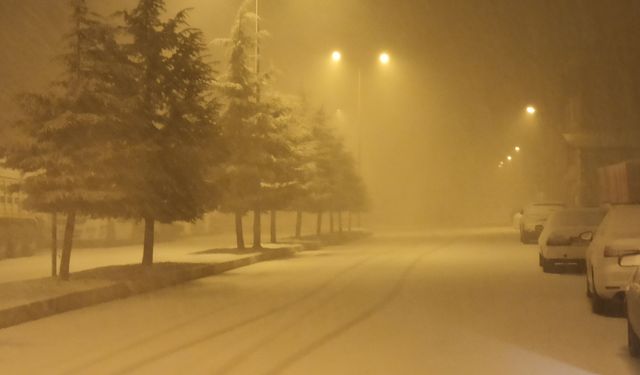 Yeşilyurt ve Artova'da kar yağışı sürüyor