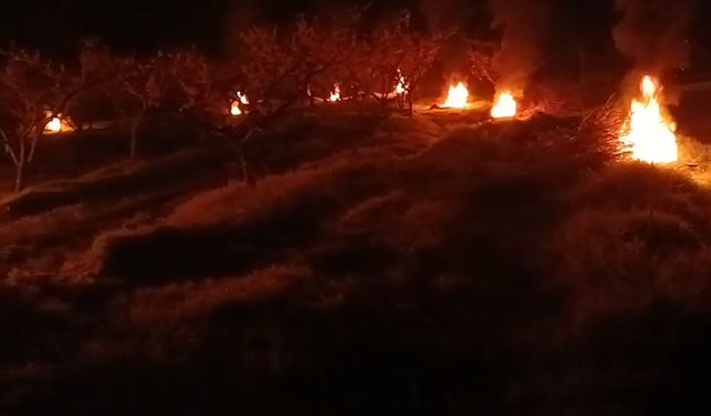 Bolu'da çiftçiler zirai don mesaisi yaptı