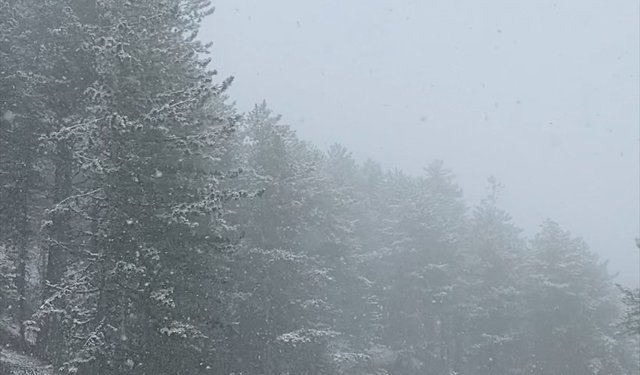 Çorum'un yüksek kesimlerine nisan ayında kar yağdı