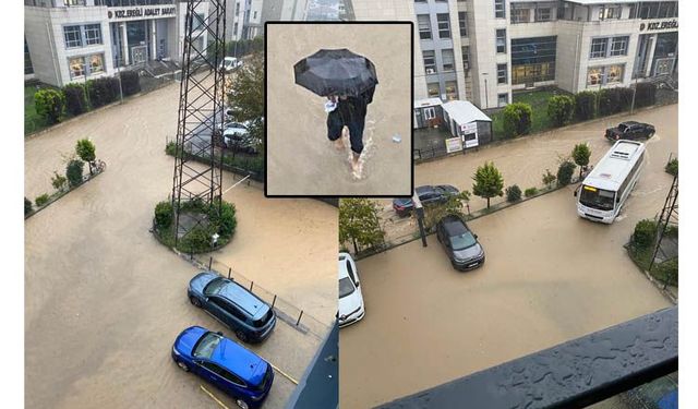 ADLİYE ÇEVRESİ SULAR ALTINDA