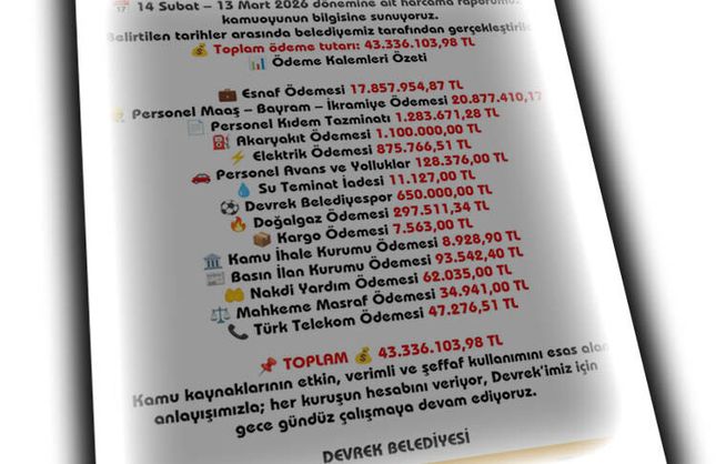 BELEDİYE 43 MİLYON 366 BİN LİRANIN HESABINI VERDİ!..