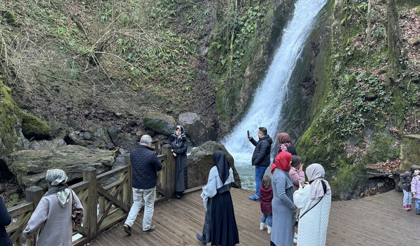 Düzce'deki tabiat parklarında yarıyıl tatili dolayısıyla yoğunluk yaşanıyor