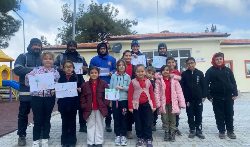 Manisa Soma'da öğrencilerden belediyeye resimli teşekkür